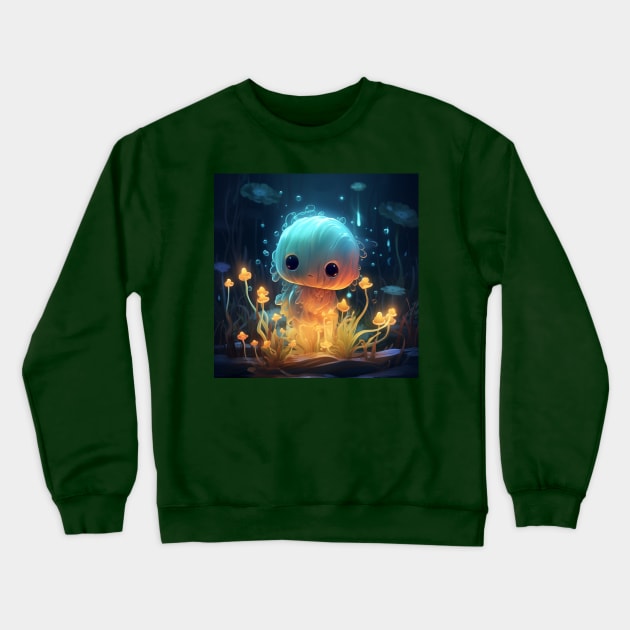 Lumalee - Cute little bioluminescent character for kids Crewneck Sweatshirt by LoFi_Vibes